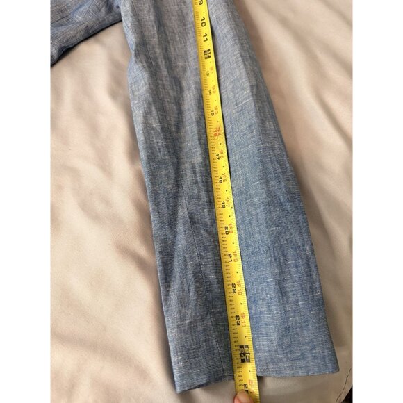 LOFT Linen Cotton One Button Chambray Blazer Women’s Size 10 Blue Work Jacket - Picture 5 of 9